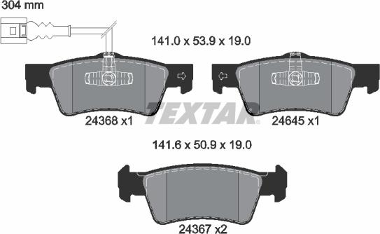 Textar 2436803 - Brake Pad Set, disc brake autospares.lv