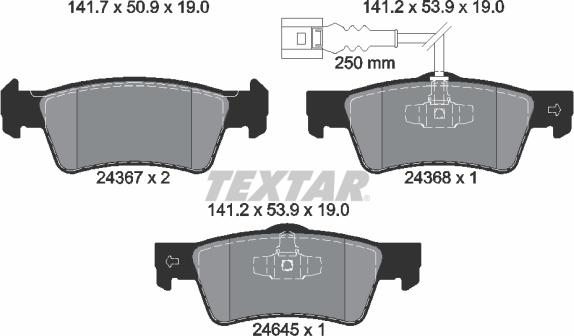 Textar 2436704 - Brake Pad Set, disc brake autospares.lv