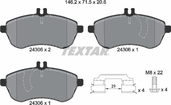 Textar 2430682 - Brake Pad Set, disc brake autospares.lv