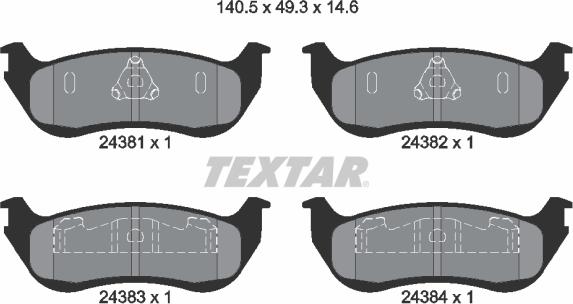 Textar 2438101 - Brake Pad Set, disc brake autospares.lv