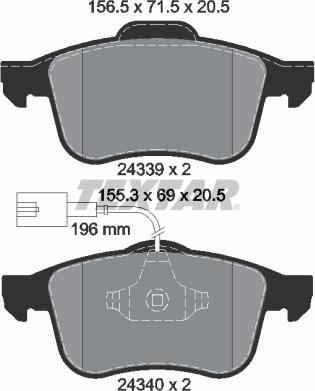 Textar 2433901 - Brake Pad Set, disc brake autospares.lv