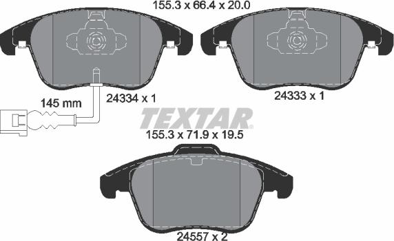 Textar 2433401 - Brake Pad Set, disc brake autospares.lv