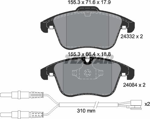 Textar 2433201 - Brake Pad Set, disc brake autospares.lv