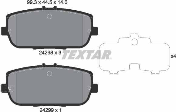 Textar 2429801 - Brake Pad Set, disc brake autospares.lv