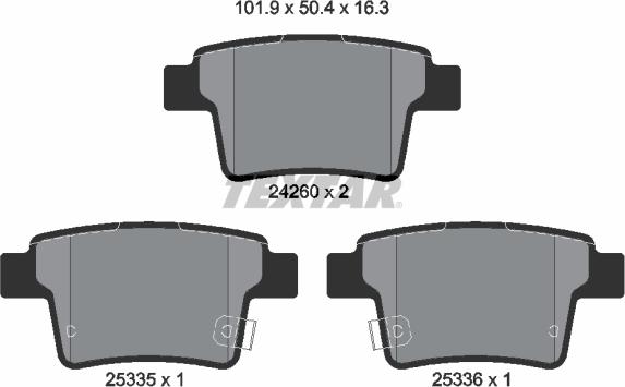 Textar 2426004 - Brake Pad Set, disc brake autospares.lv