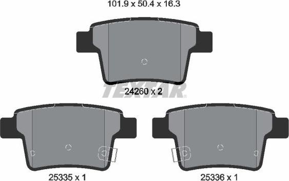 Textar 2426001 - Brake Pad Set, disc brake autospares.lv