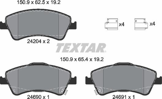 Textar 2420401 - Brake Pad Set, disc brake autospares.lv