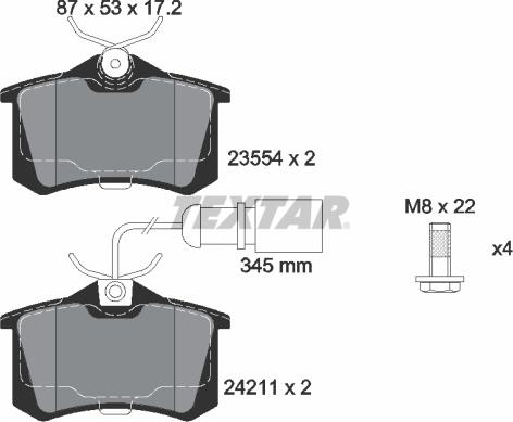 Textar 2421101 - Brake Pad Set, disc brake autospares.lv