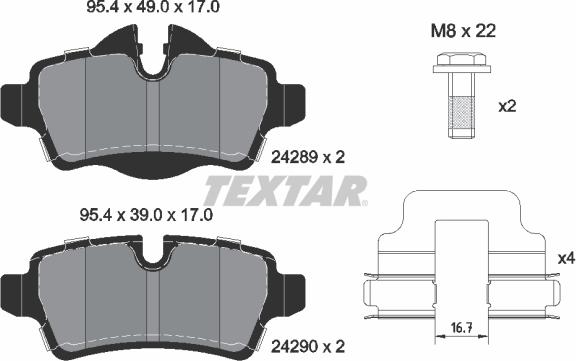 Textar 2428901 - Brake Pad Set, disc brake autospares.lv