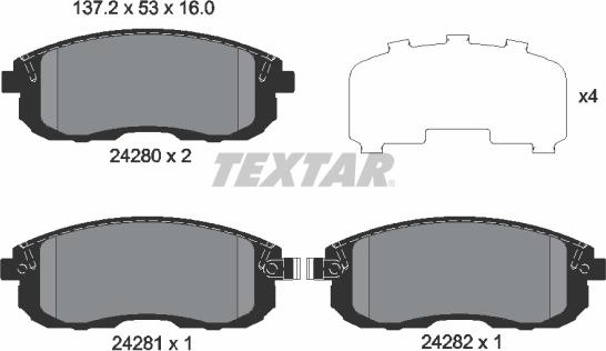 Textar 2428001 - Brake Pad Set, disc brake autospares.lv
