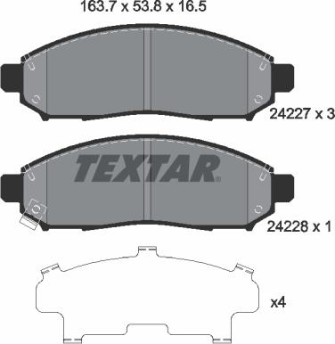 Textar 2422701 - Brake Pad Set, disc brake autospares.lv