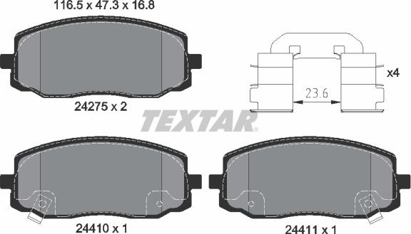 Textar 2427501 - Brake Pad Set, disc brake autospares.lv