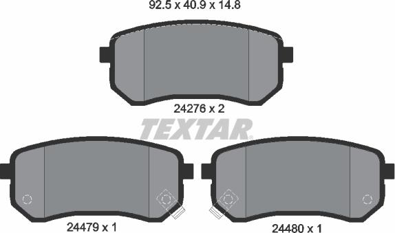 Textar 2427601 - Brake Pad Set, disc brake autospares.lv