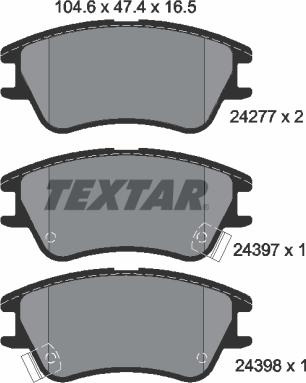 Textar 2427701 - Brake Pad Set, disc brake autospares.lv