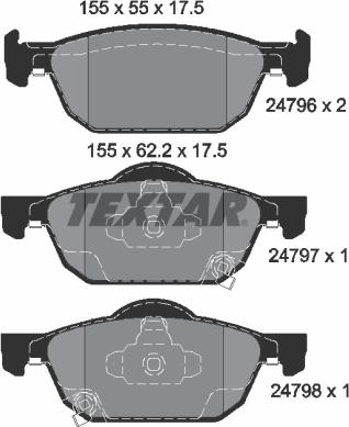 Textar 2479601 - Brake Pad Set, disc brake autospares.lv