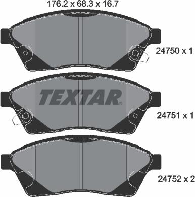 Textar 2475001 - Brake Pad Set, disc brake autospares.lv