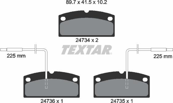 Textar 2473401 - Brake Pad Set, disc brake autospares.lv