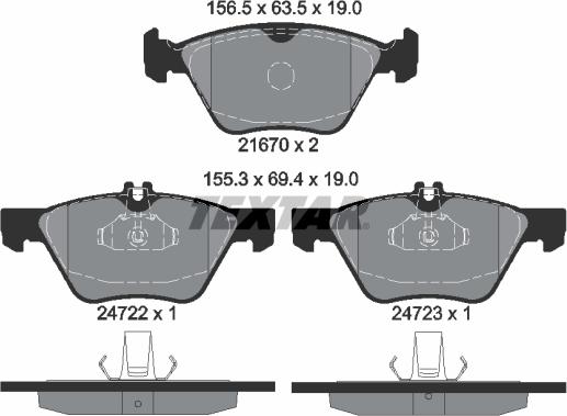 Textar 2472281 - Brake Pad Set, disc brake autospares.lv