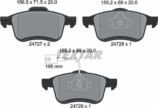 Textar 2472701 - Brake Pad Set, disc brake autospares.lv