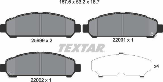 Textar 2599901 - Brake Pad Set, disc brake autospares.lv