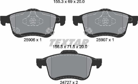 Textar 2590601 - Brake Pad Set, disc brake autospares.lv