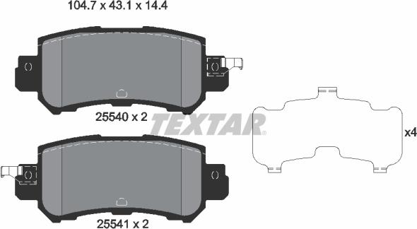 Textar 2554001 - Brake Pad Set, disc brake autospares.lv