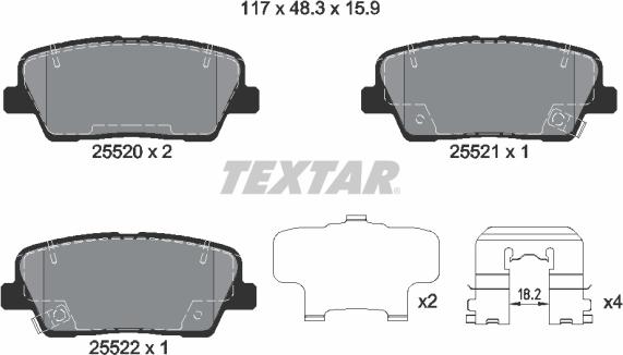 Textar 2552001 - Brake Pad Set, disc brake autospares.lv