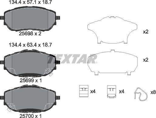 Textar 2569801 - Brake Pad Set, disc brake autospares.lv