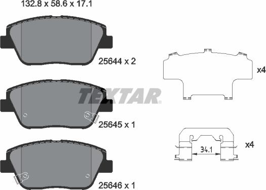 Textar 2564401 - Brake Pad Set, disc brake autospares.lv