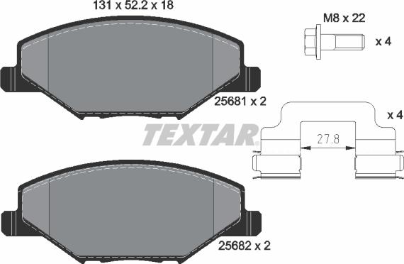 Textar 2568101 - Brake Pad Set, disc brake autospares.lv
