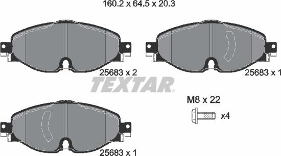 Textar 2568303 - Brake Pad Set, disc brake autospares.lv