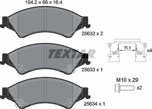 Textar 2563201 - Brake Pad Set, disc brake autospares.lv