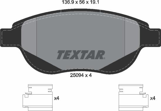 Textar 2509401 - Brake Pad Set, disc brake autospares.lv