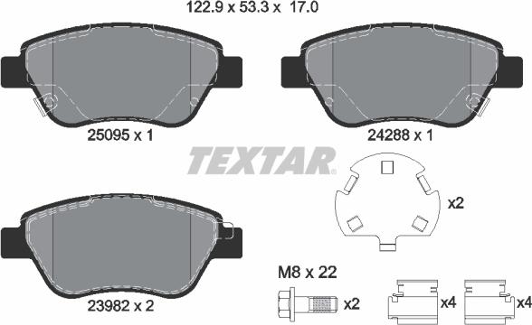 Textar 2509501 - Brake Pad Set, disc brake autospares.lv