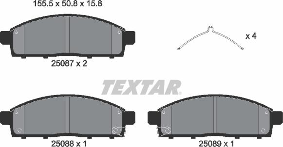 Textar 2508703 - Brake Pad Set, disc brake autospares.lv