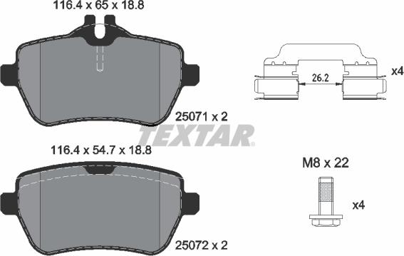 Textar 2507101 - Brake Pad Set, disc brake autospares.lv