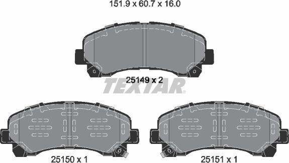 Textar 2514904 - Brake Pad Set, disc brake autospares.lv