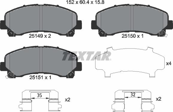 Textar 2514901 - Brake Pad Set, disc brake autospares.lv