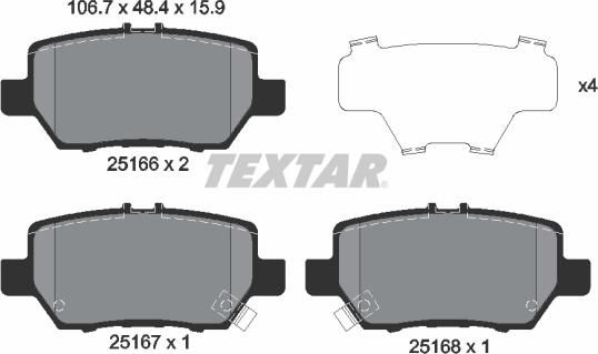 Textar 2516601 - Brake Pad Set, disc brake autospares.lv