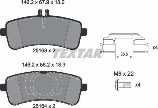 Textar 2516305 - Brake Pad Set, disc brake autospares.lv