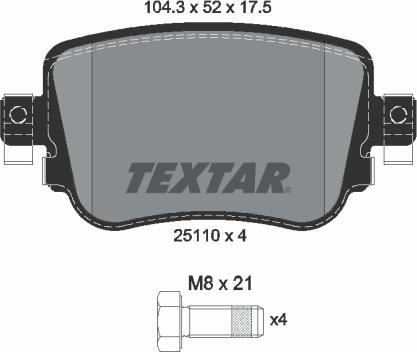 Textar 2511001 - Brake Pad Set, disc brake autospares.lv