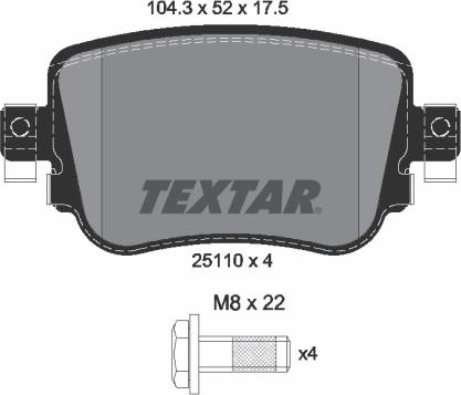 Textar 2511003 - Brake Pad Set, disc brake autospares.lv