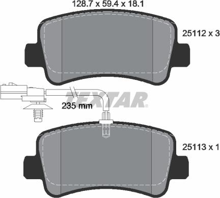 Textar 2511201 - Brake Pad Set, disc brake autospares.lv