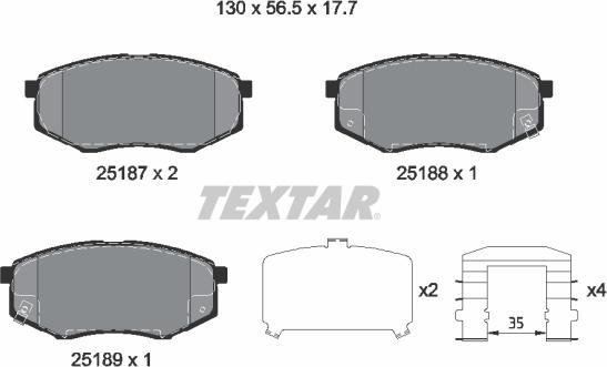 Textar 2518704 - Brake Pad Set, disc brake autospares.lv