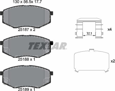 Textar 2518701 - Brake Pad Set, disc brake autospares.lv