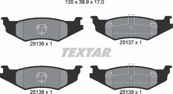Textar 2513601 - Brake Pad Set, disc brake autospares.lv