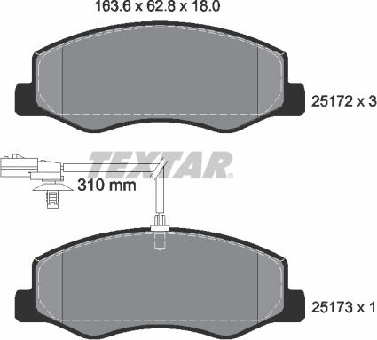 Textar 2517201 - Brake Pad Set, disc brake autospares.lv