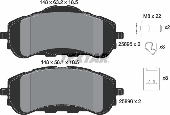 Textar 2589501 - Brake Pad Set, disc brake autospares.lv