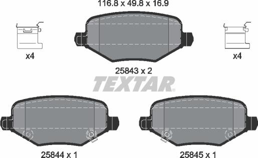 Textar 2584301 - Brake Pad Set, disc brake autospares.lv