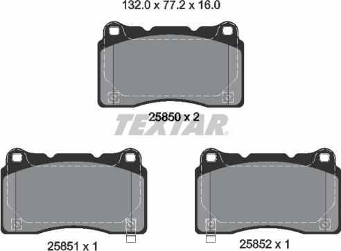 Textar 2585001 - Brake Pad Set, disc brake autospares.lv